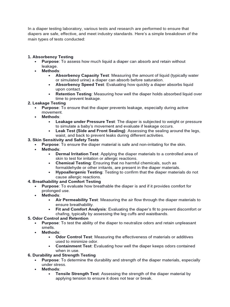 Diaper Testing Standards and Methods | PDF | Diaper | Leak