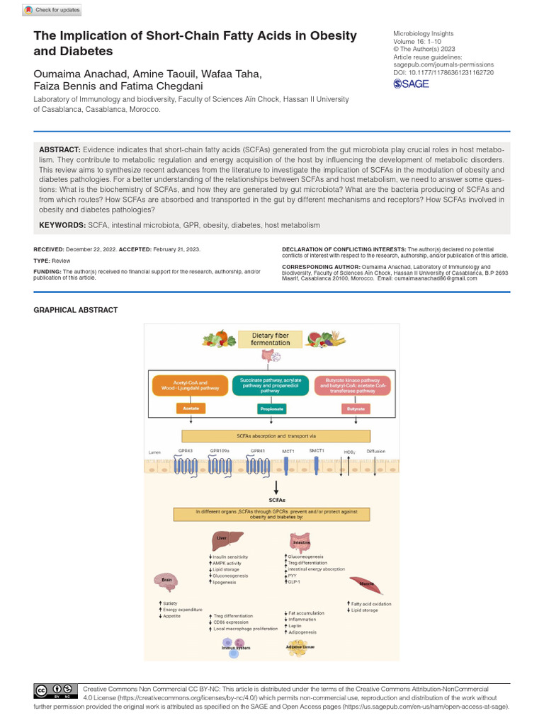 Anachad Et Al 2023 The Implication of Short Chain Fatty Acids in ...