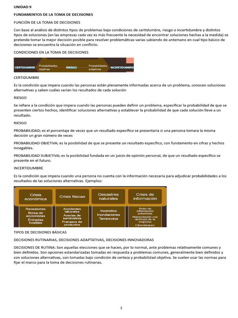 Fundamentos de La Toma de Decisiones Admon o | PDF | Toma de decisiones ...