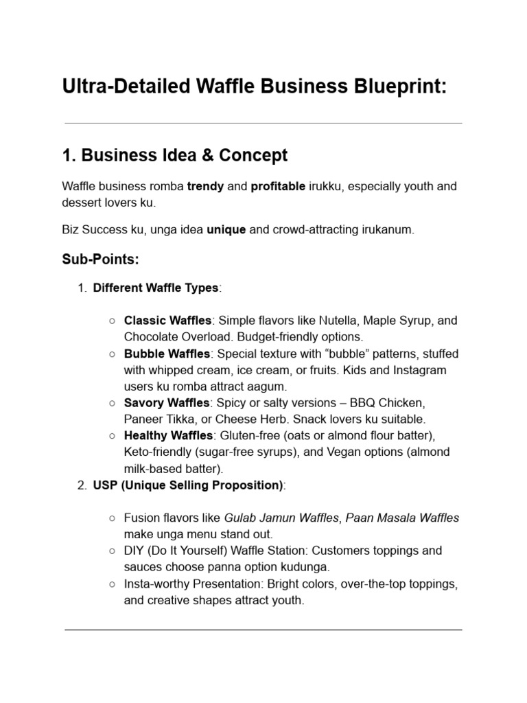 Waffle Business Blueprint Guide | PDF | Waffle | Foods