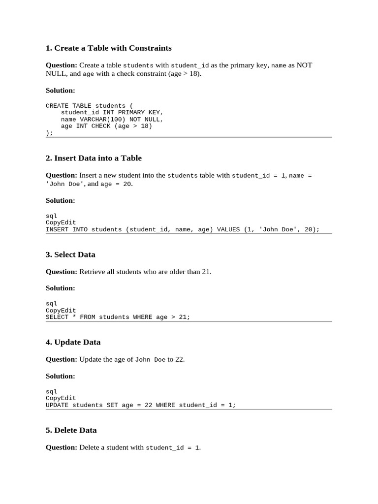 SQL Operations for Student Management | PDF | Databases | Data Management