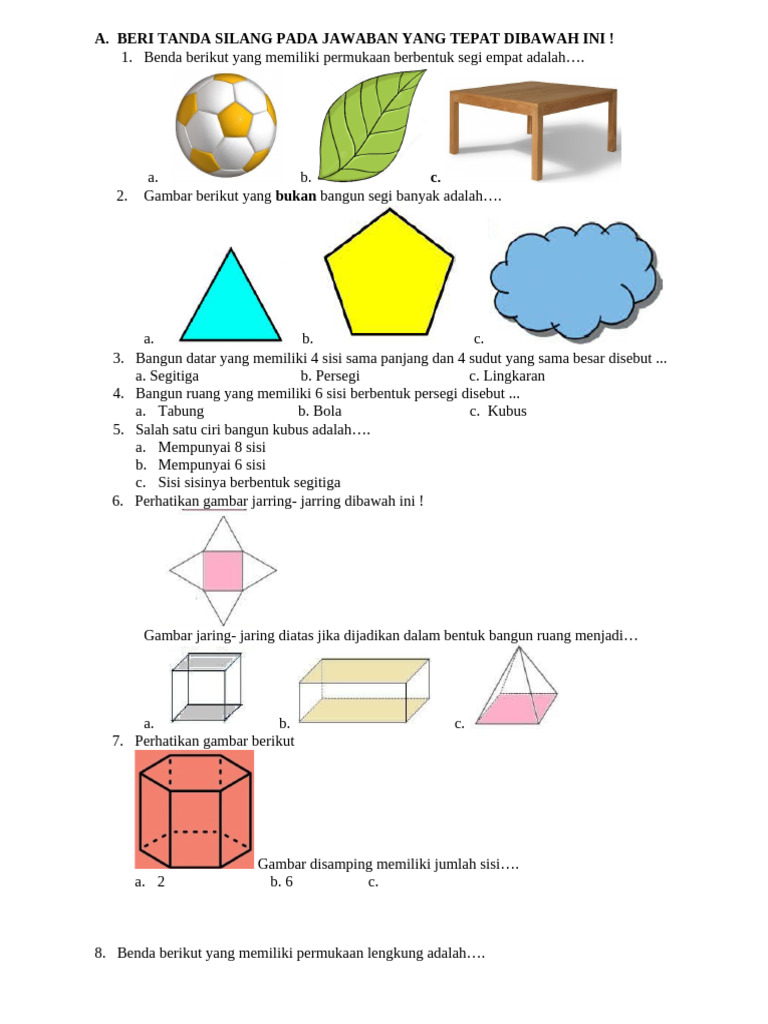 Beri Tanda Silang Pada Jawaban Yang Tepat Dibawah Ini | PDF