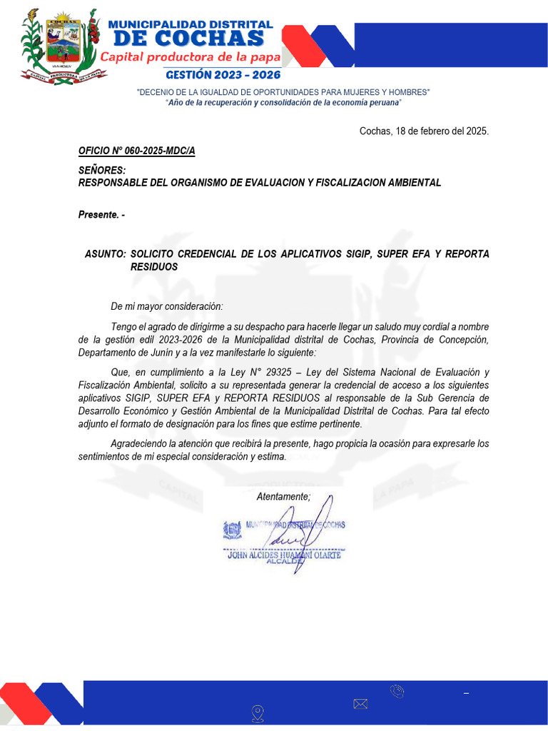Solicitud de Credencial SIGIP Cochas | PDF