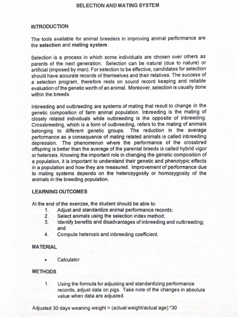 Selection and Mating | PDF