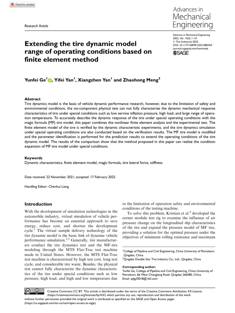 Tire Dynamic Model Enhancement via FEM | PDF | Stress (Mechanics) | Tire