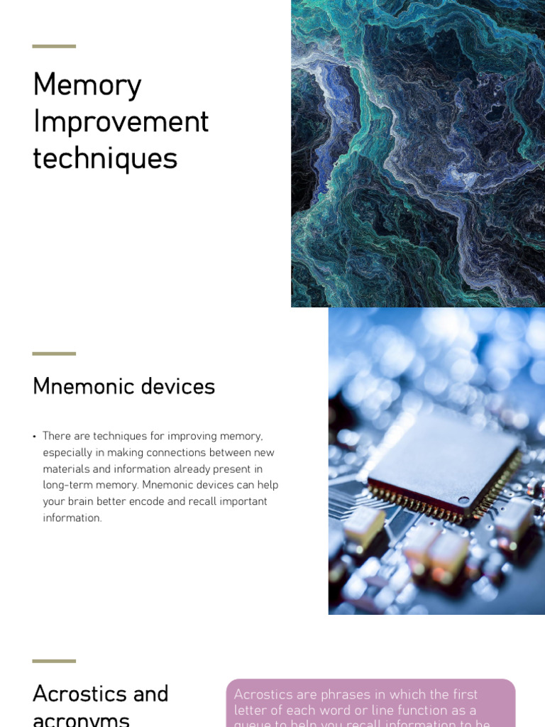 Memory Improvement Techniques Guide | PDF | Mnemonic | Mental Processes
