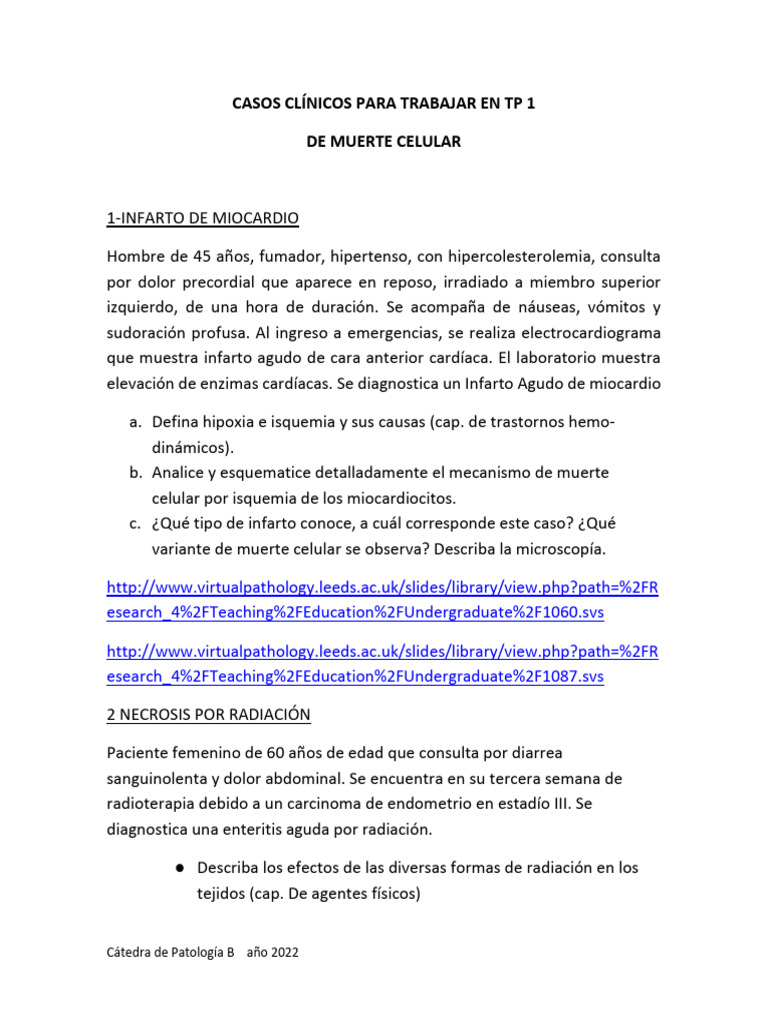 Casos Clínicos de Muerte Celular | PDF | Infarto de miocardio ...