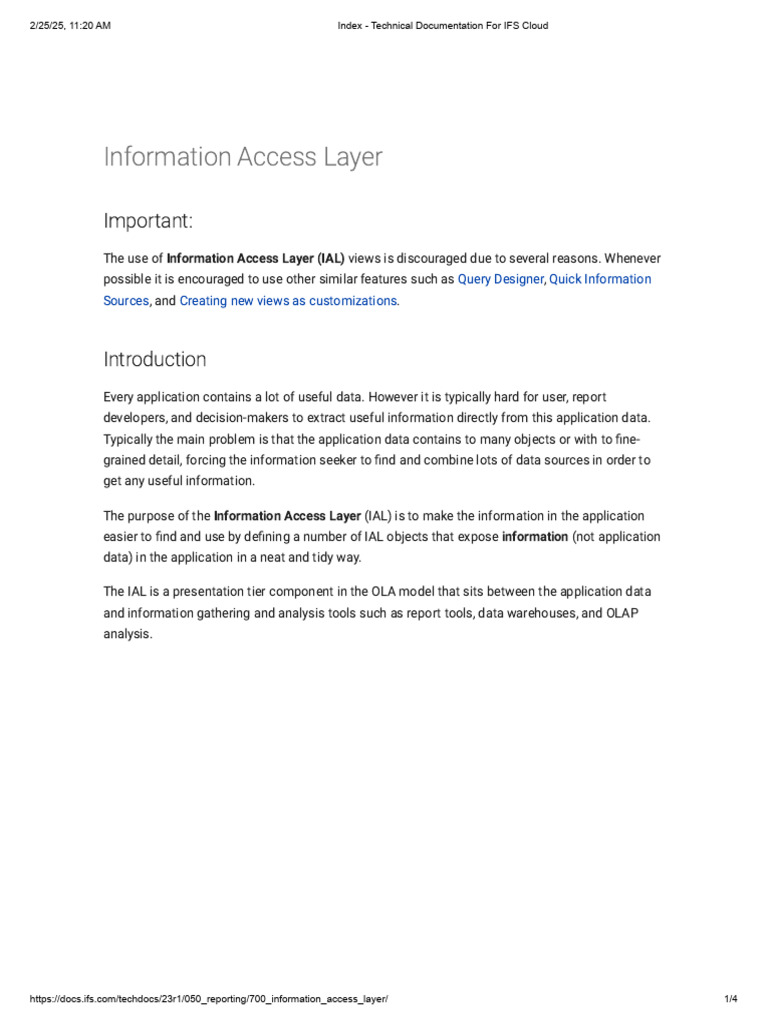 IFS Cloud: Information Access Layer Guide | PDF | Databases | Data ...
