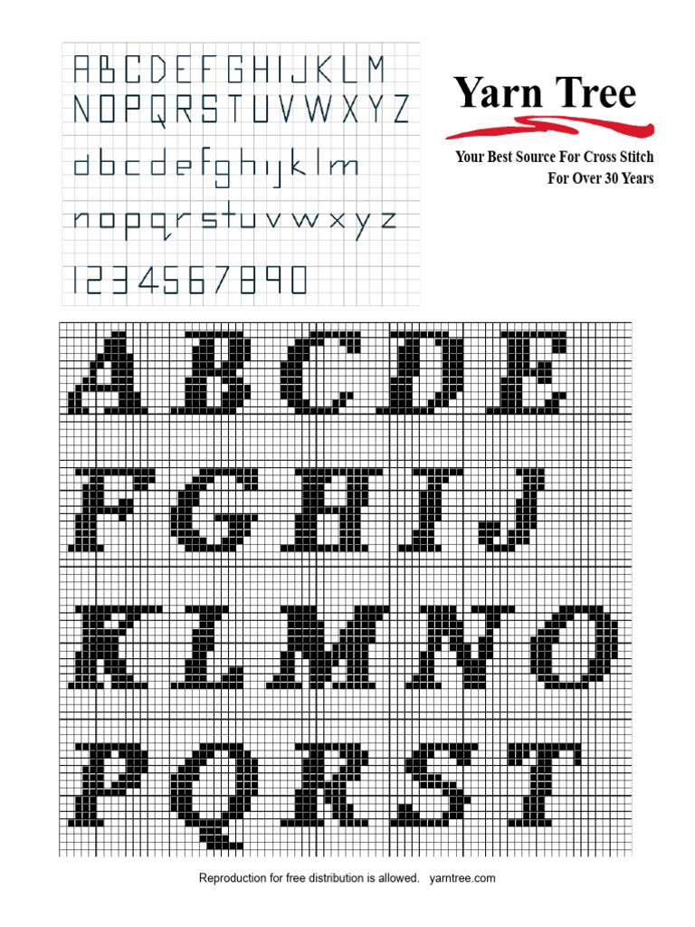 Yarn Tree Alphabets Cross Stitch Pattern | PDF | Textile Arts | Needlework