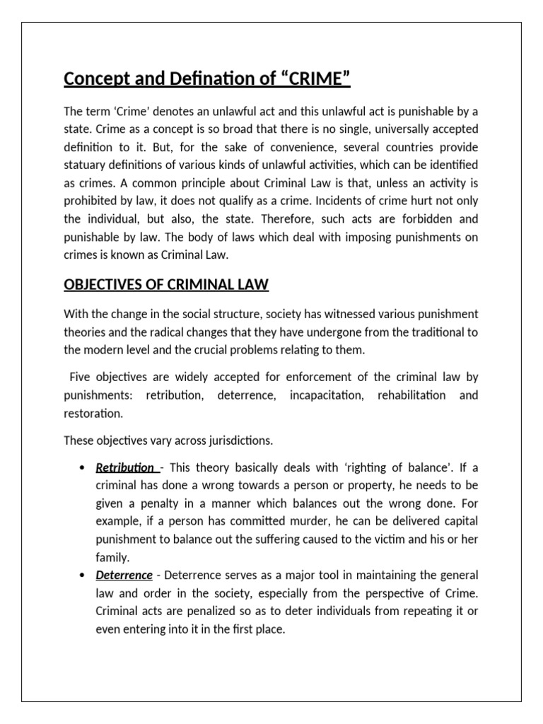 Objectives of Criminal Law Explained | PDF | Crime & Violence | Crimes
