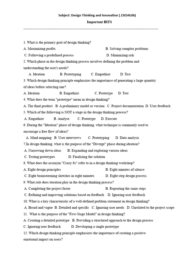 Design Thinking Q&A Guide | PDF | Design Thinking | Thought