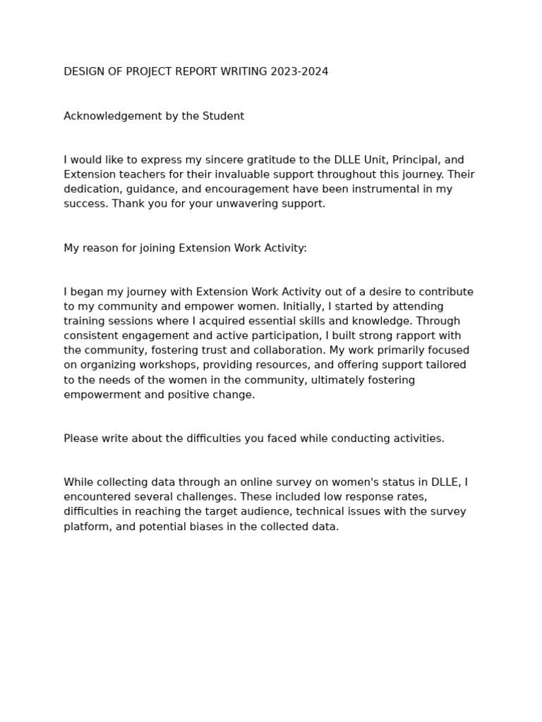 Project Report on Women's Empowerment 2023 | PDF | Gender Role | Sexism