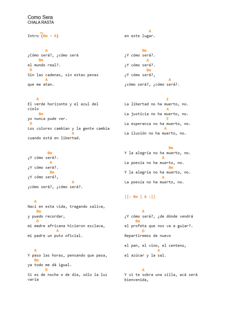 Chala Rasta - Como Sera | PDF