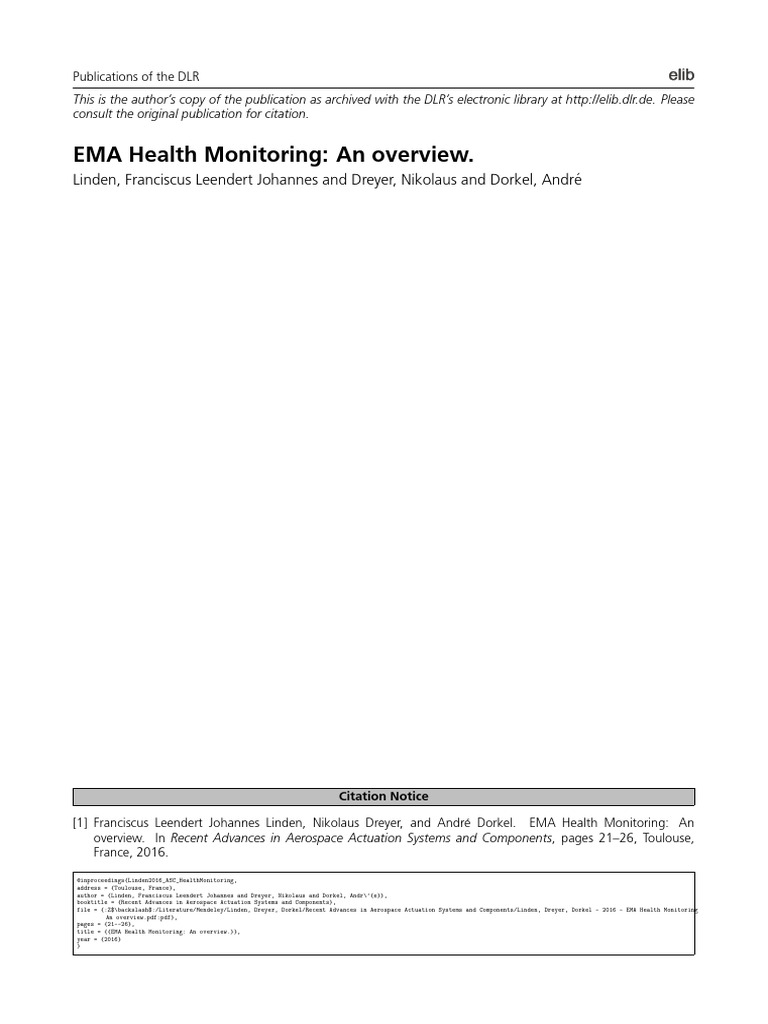 EMA Health Monitoring Overview | PDF | Simulation | Actuator