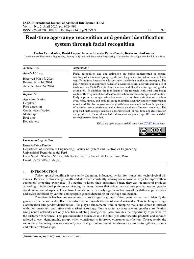Real-Time Age and Gender Detection System | PDF | Statistical ...