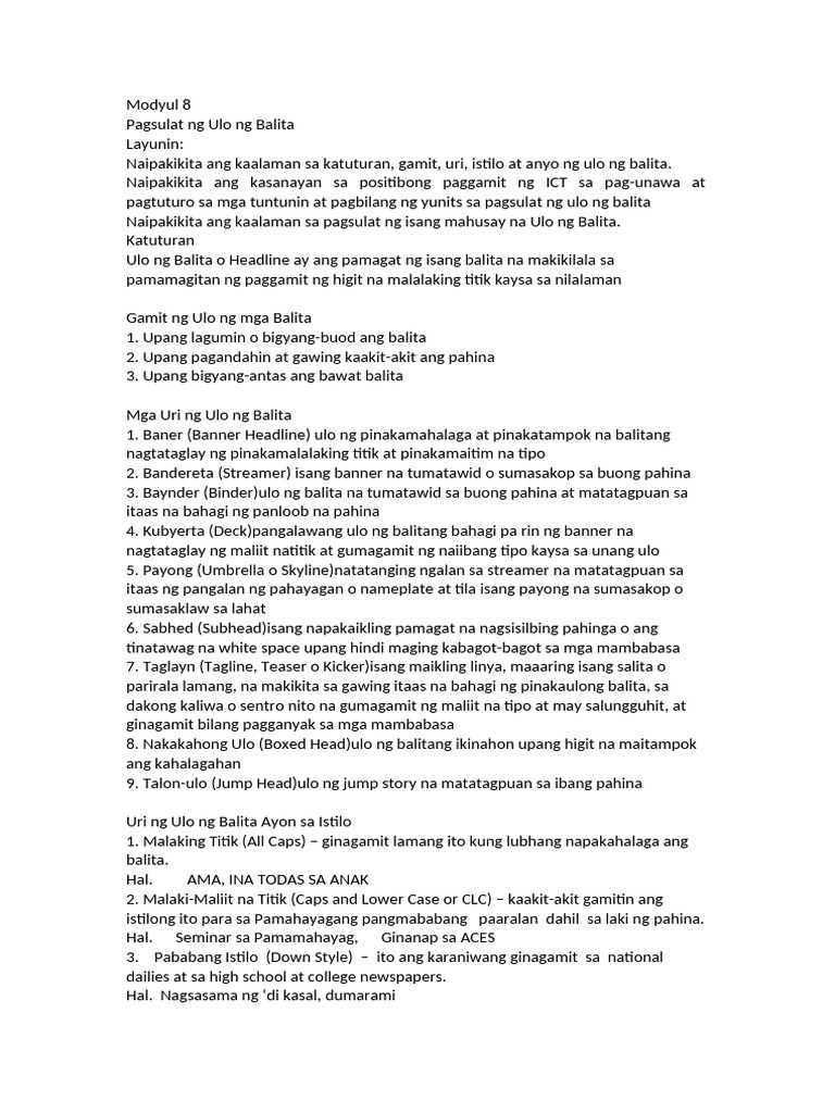 Modyul 8 | PDF