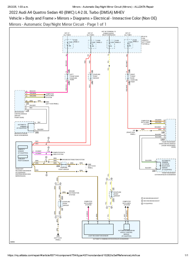 2022 Audi A4 Automatic Mirror Wiring | PDF | Car Manufacturers