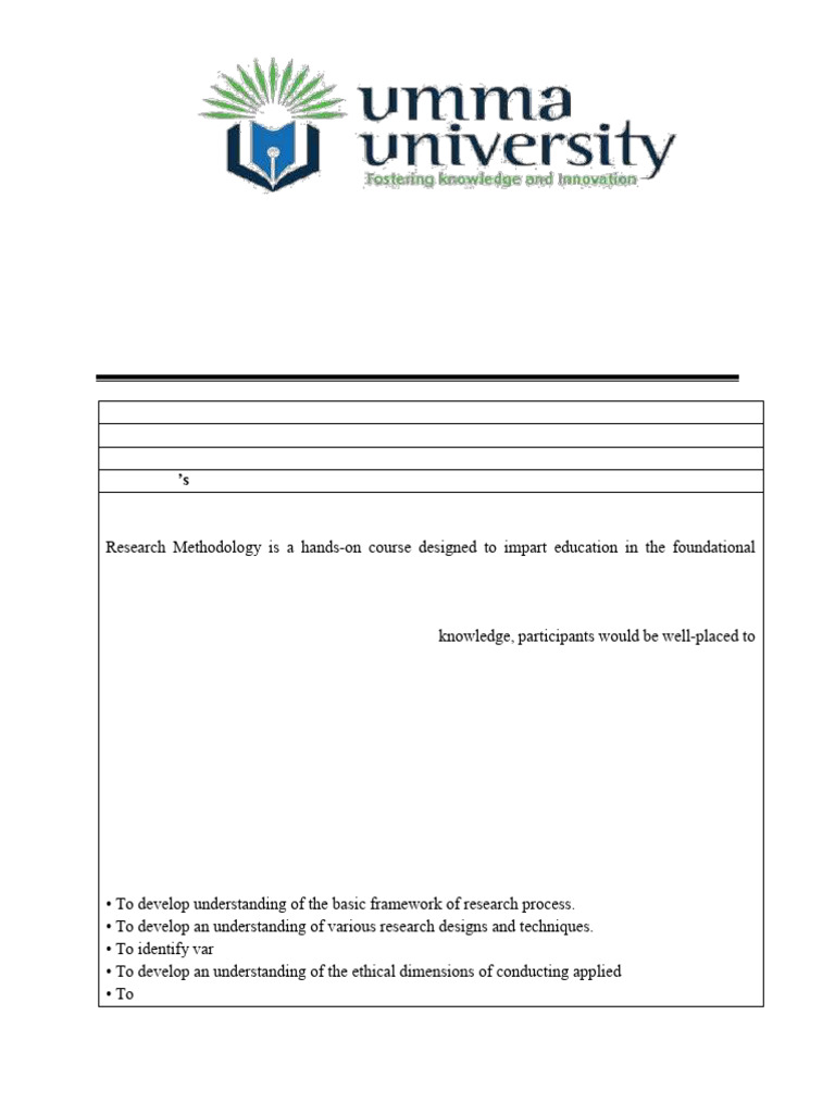 Course Outline - Research Methodology Bus 413 | PDF | Methodology ...