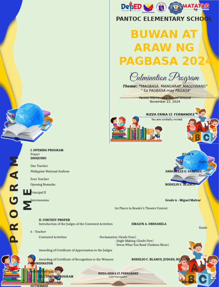 Pantoc Elementary School Reading Program 2024 | PDF