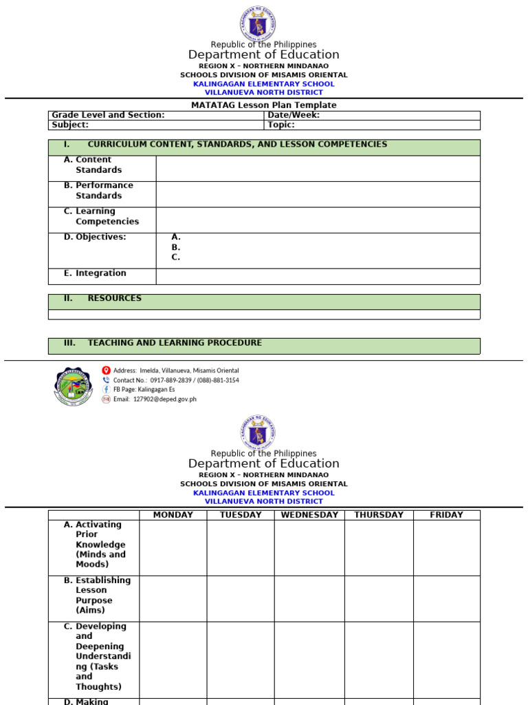 MATATAG Lesson Plan Template 2 | PDF | Lesson Plan | Pedagogy