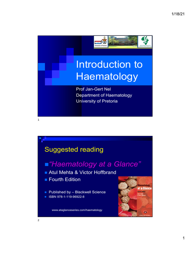 Introduction To Haematology | PDF | Blood | Hematology