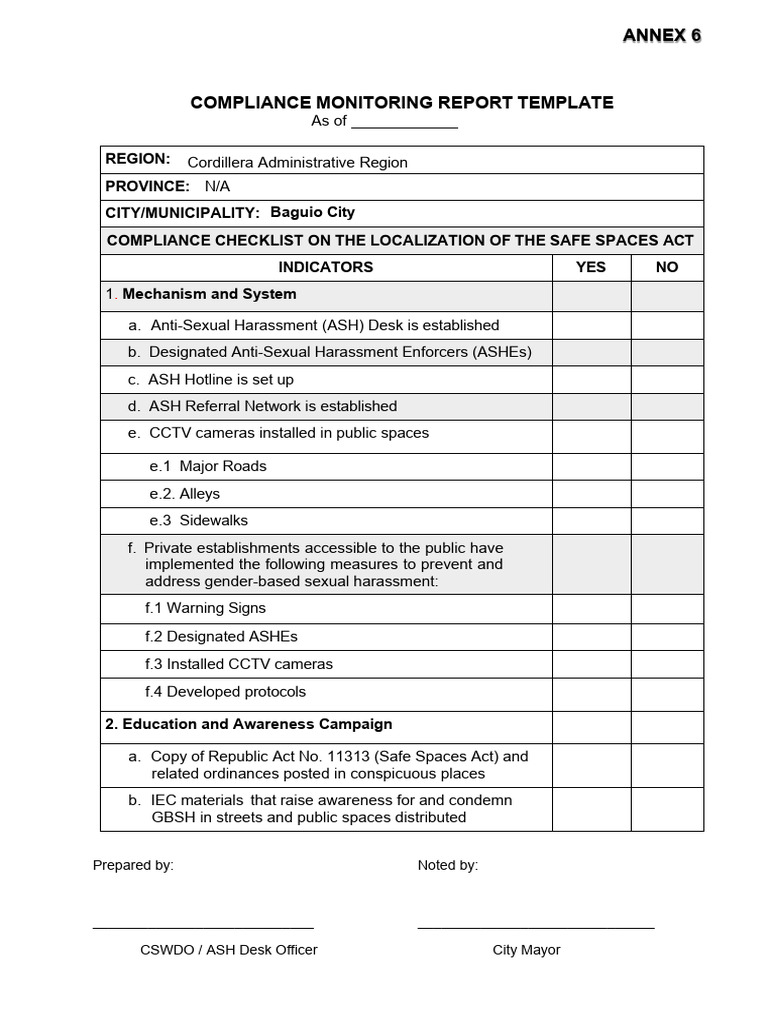 Annex 6-a _Annual Compliance Checklist _ DILG-PCW JMC 2020-001_City | PDF