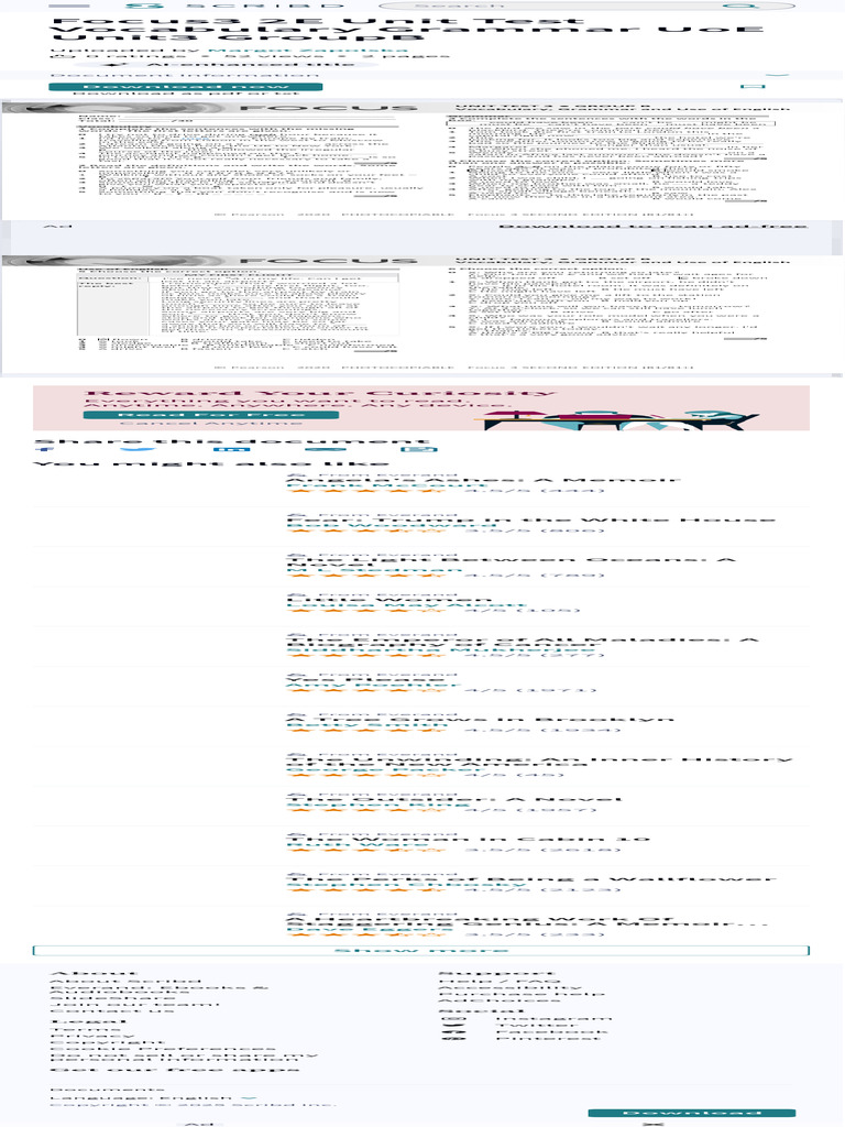 Focus3 2e Unit Test Vocabulary Grammar Uoe Unit3 Groupb Pdf Pdf Scribd