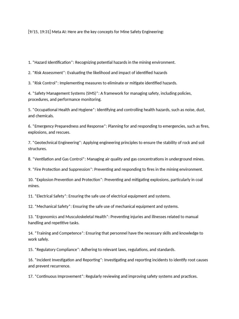 Key Principles of Mine Safety Engineering | PDF | Hazards | Safety