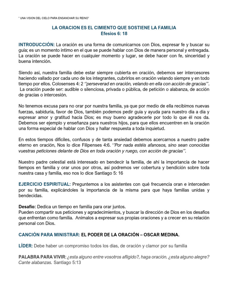La Oración: Pilar de la Familia | PDF | Oración | Intercesión