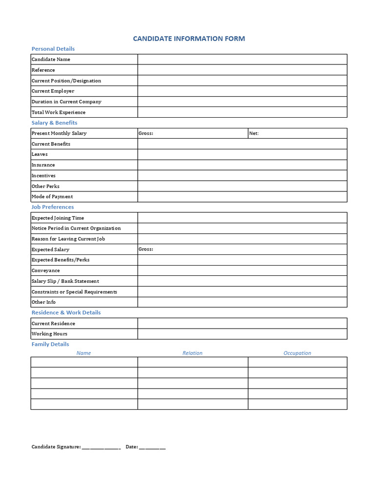 Candidate Information Form | PDF