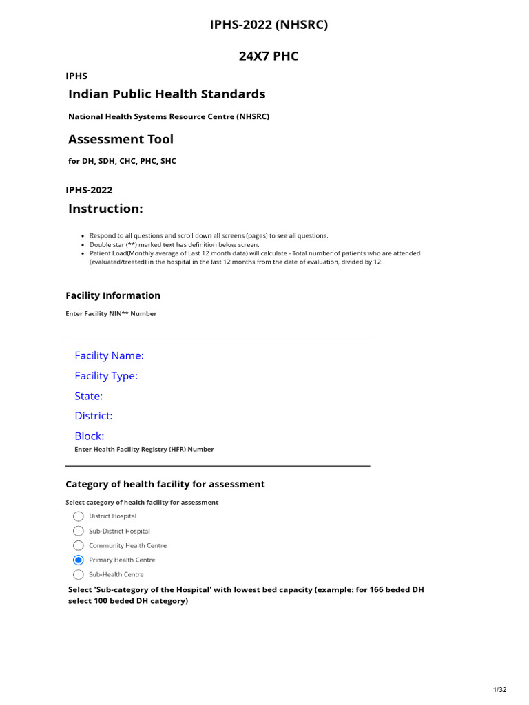 IPHS Assessment Tool Overview | PDF | Childbirth | Birth Control