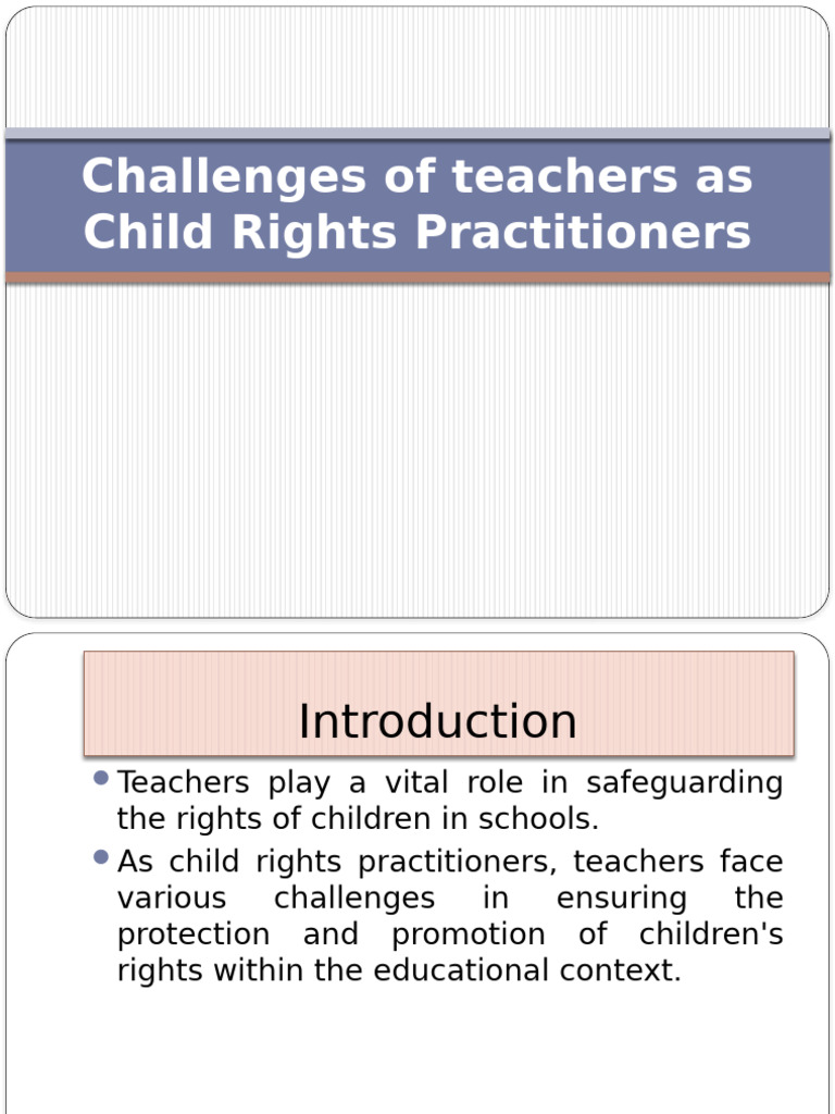 Challenges of Teachers As Child Rights Practitioners | PDF | Teachers ...