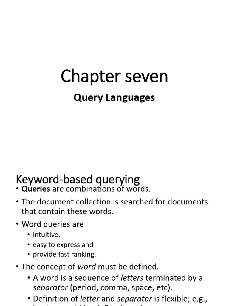 Query Languages in Information Retrieval | PDF | Information Retrieval ...