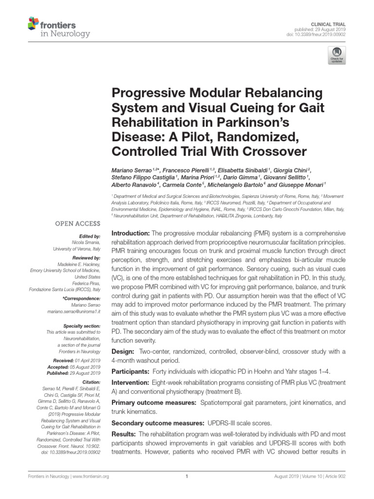 Gait Rehab in Parkinson's: PMR & VC Trial | PDF | Anatomical Terms Of ...