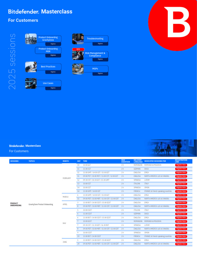 Bitdefender Masterclass Schedule 2025 | PDF