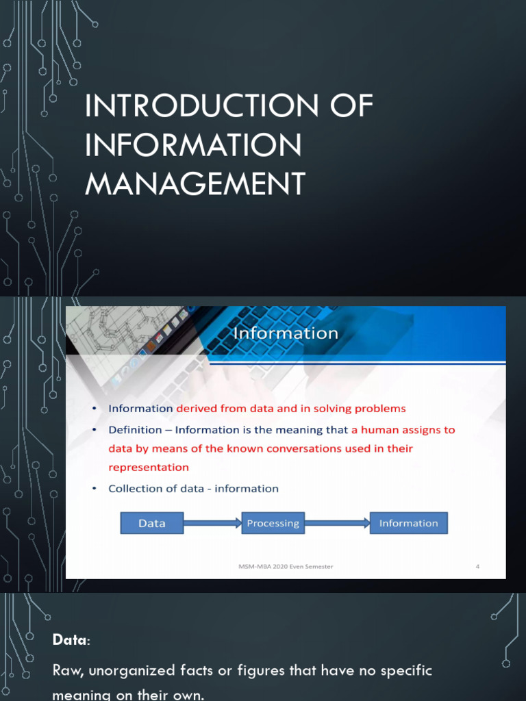 Introduction to Information Management | PDF