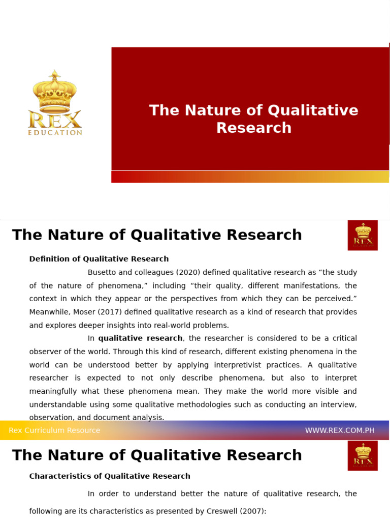 The Nature of Qualitative Research | PDF | Qualitative Research ...