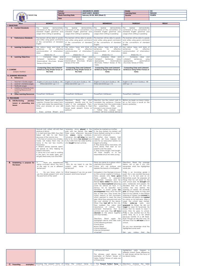 Mastering Verb Tenses in English | PDF | Grammatical Tense | Verb