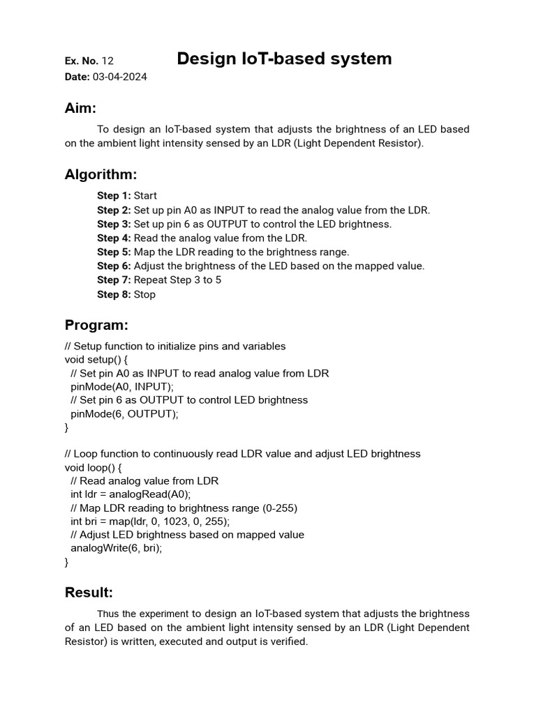 IoT LED Brightness Control System | PDF