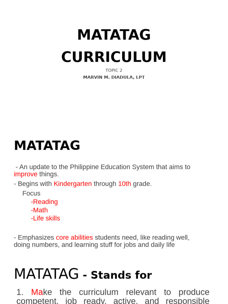 MATATAG Curriculum Overview: Key Features | PDF | Educational ...