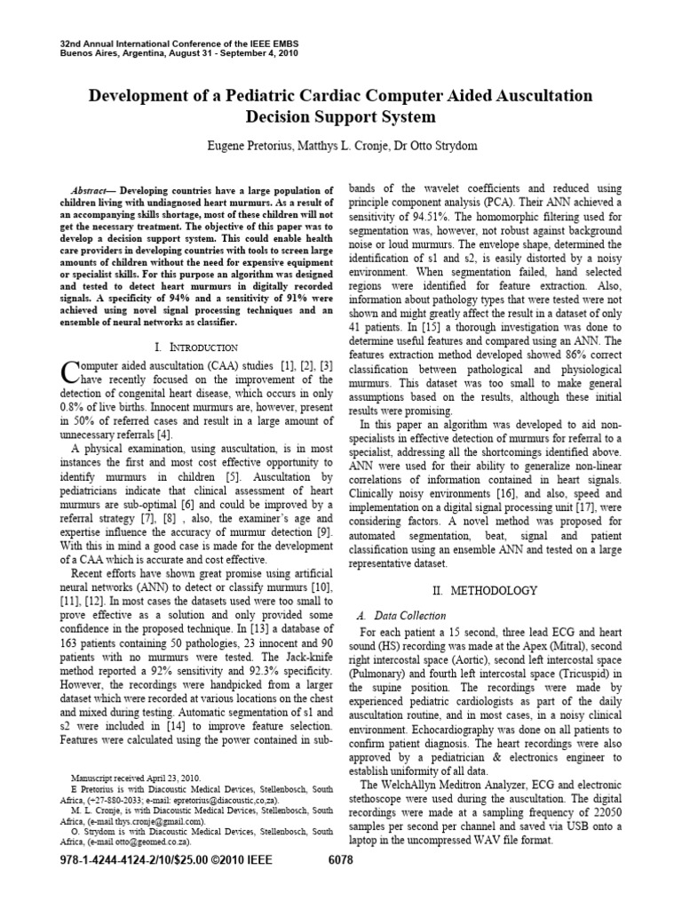 Development of A Pediatric Cardiac Computer Aided Auscultation Decision ...