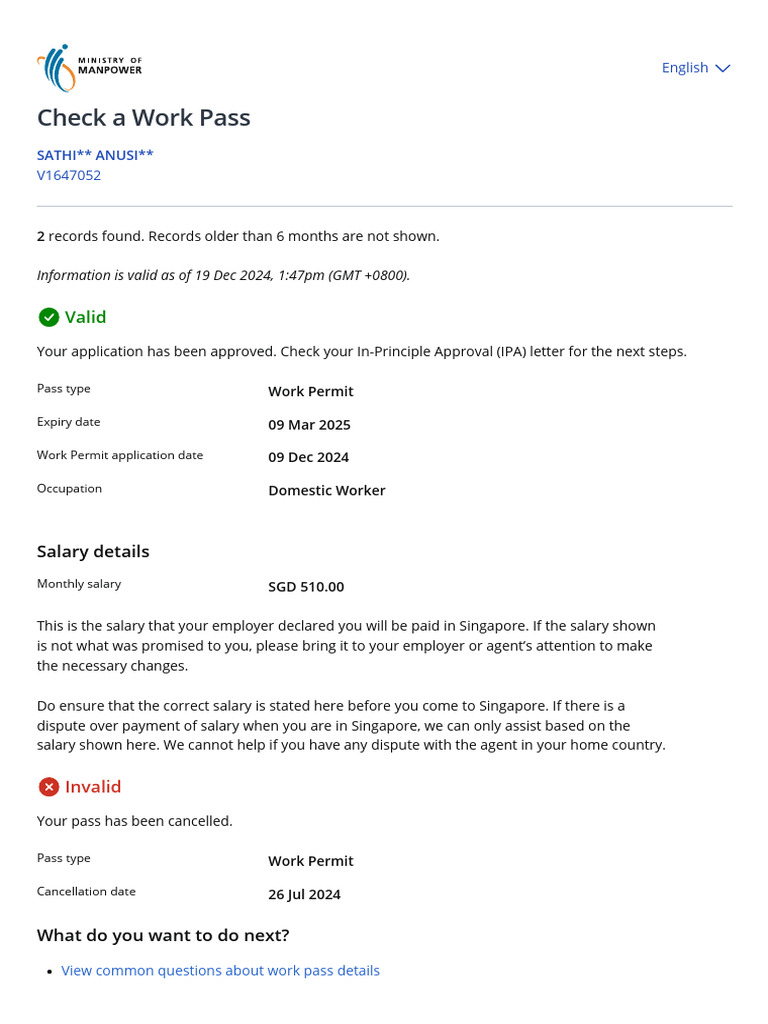 MOM - Check A Work Pass | PDF