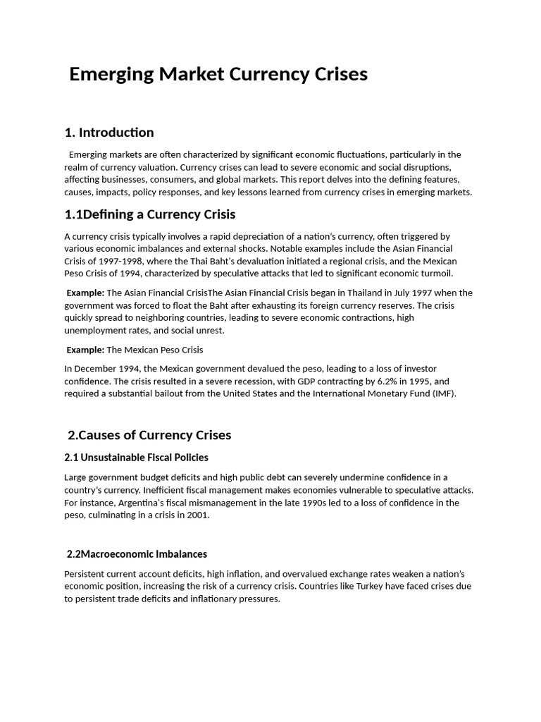 Understanding Emerging Market Currency Crises | PDF | International ...