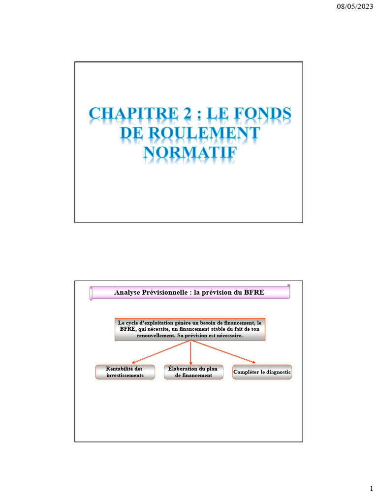Prévision du BFRE et équilibre financier | PDF | Taxe sur la valeur ...