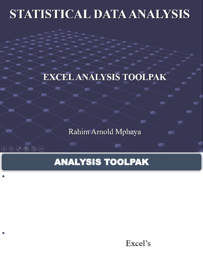 Excel Analysis Toolpak | PDF