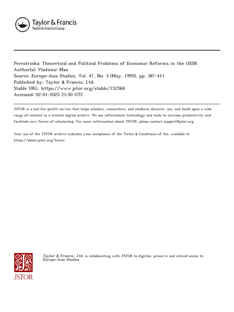 Perestroika: Economic Reforms in USSR | PDF | Soviet Union | World Politics