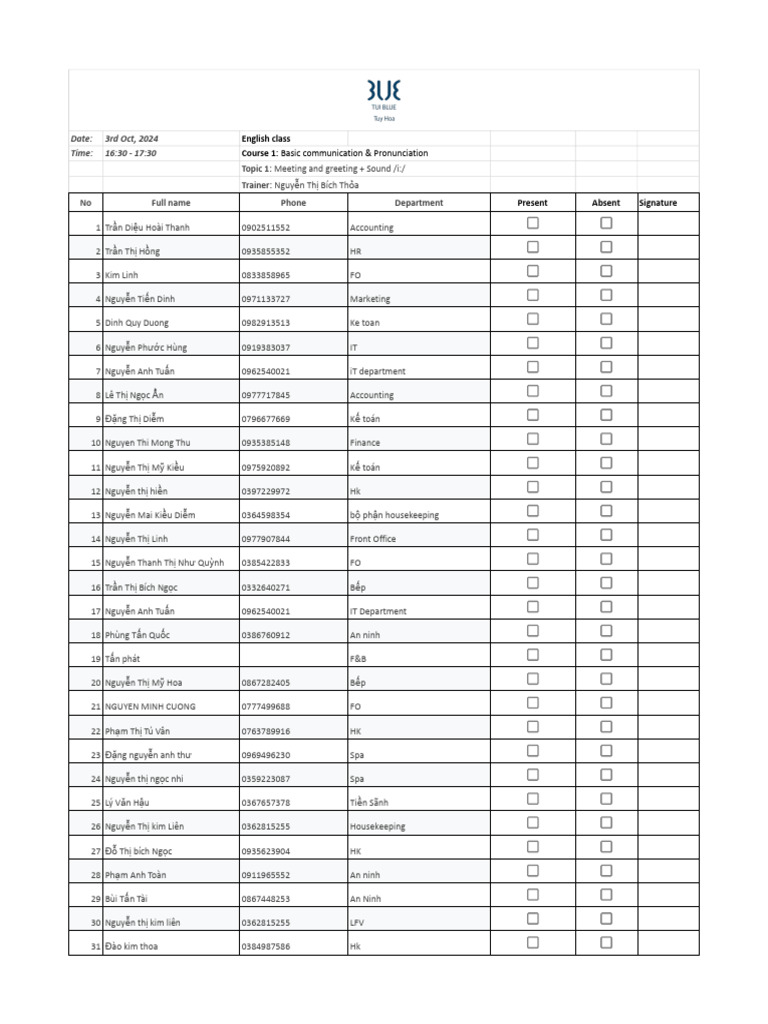Students List - Topic 1 - Class 01 | PDF