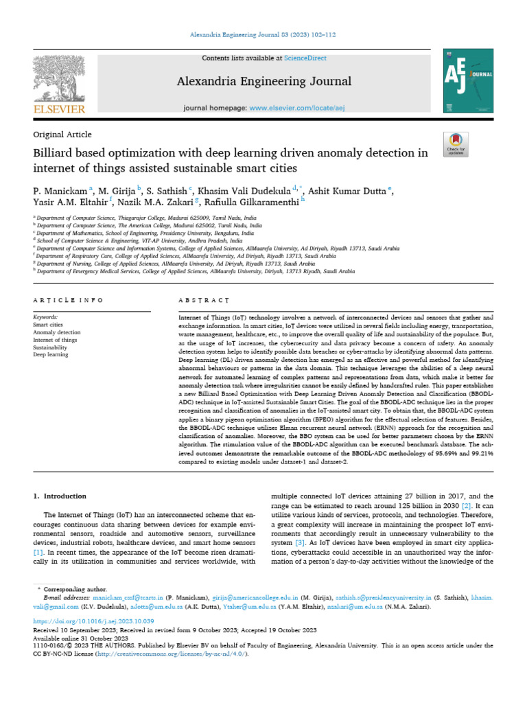 IoT Anomaly Detection in Smart Cities | PDF | Internet Of Things | Deep ...