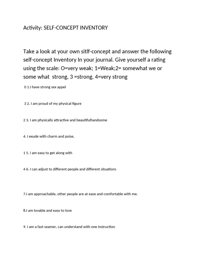 Self-Concept Inventory Assessment | PDF