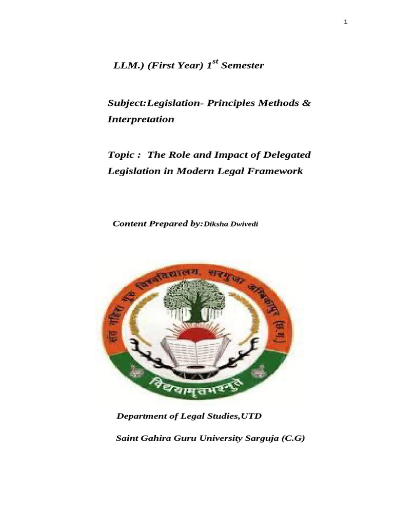 Impact of Delegated Legislation in Law | PDF | Governance | Labour Law